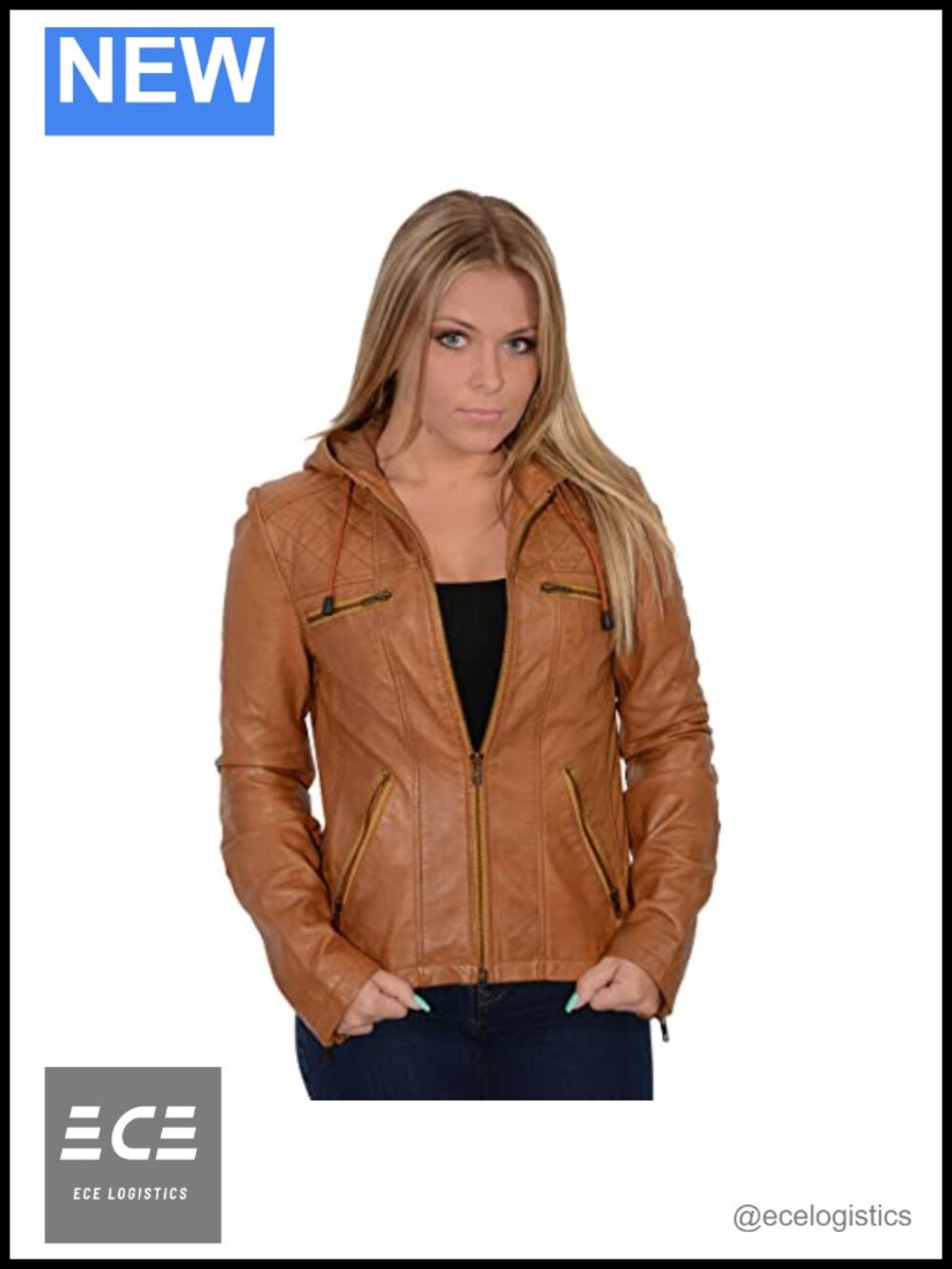 Lambskin Leather Hooded Zip Jacket Lightweight Satin Lined